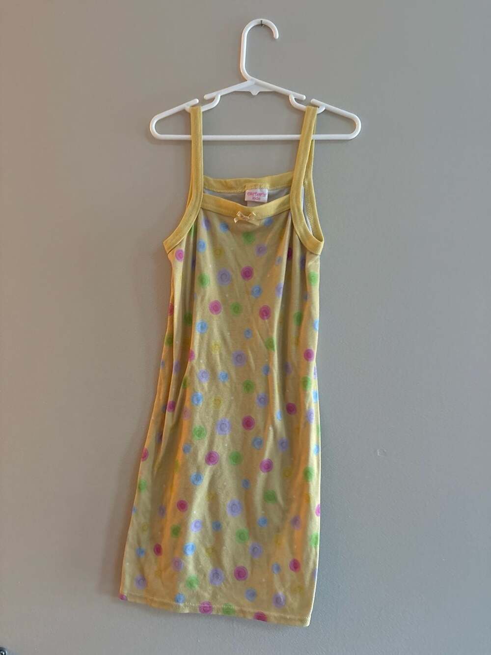 Vintage Carter's Kids Yellow Polka Dot Sleeveless Nightgown Dress
